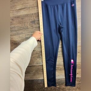 Champion Dark Blue Leggings with Pink Logo